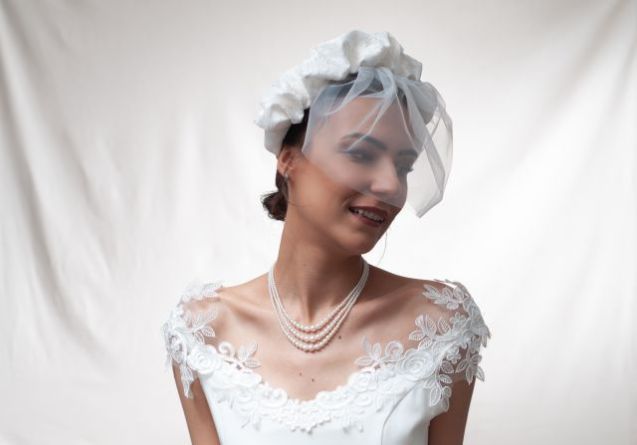 Modern white bridal headband